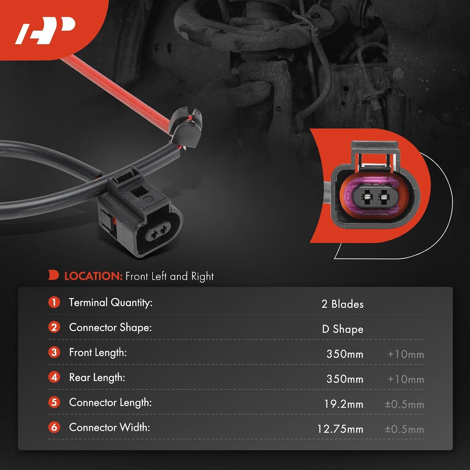 A-Premium Front Driver and Passenger Brake Pad Wear Sensor Compatible with Porsche 911 2014-2018, Boxster 2013-2016, Cayman 2014-2016, 718 Boxster Cayman 2017-2018, 2-PC Set