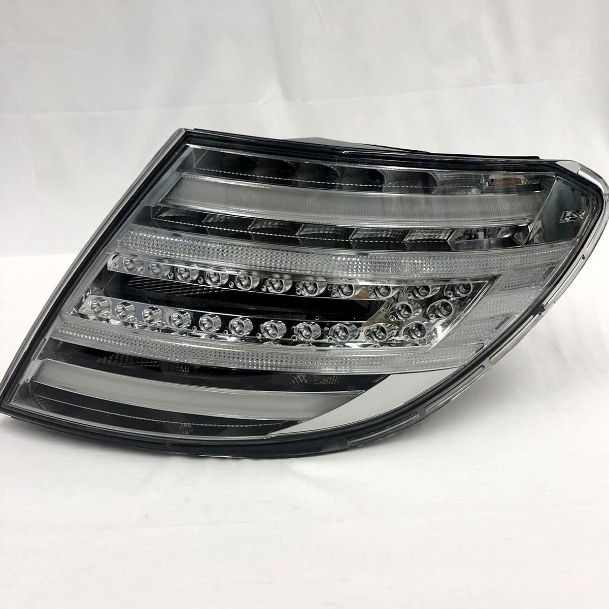 CAMIL Facelift W204 Crystal Lens Smoke LED Tail Light Old Upgrade New Model Set Compatible with Mercedes Benz C Class C300 C350 Rear Lamp Year 2008-2014