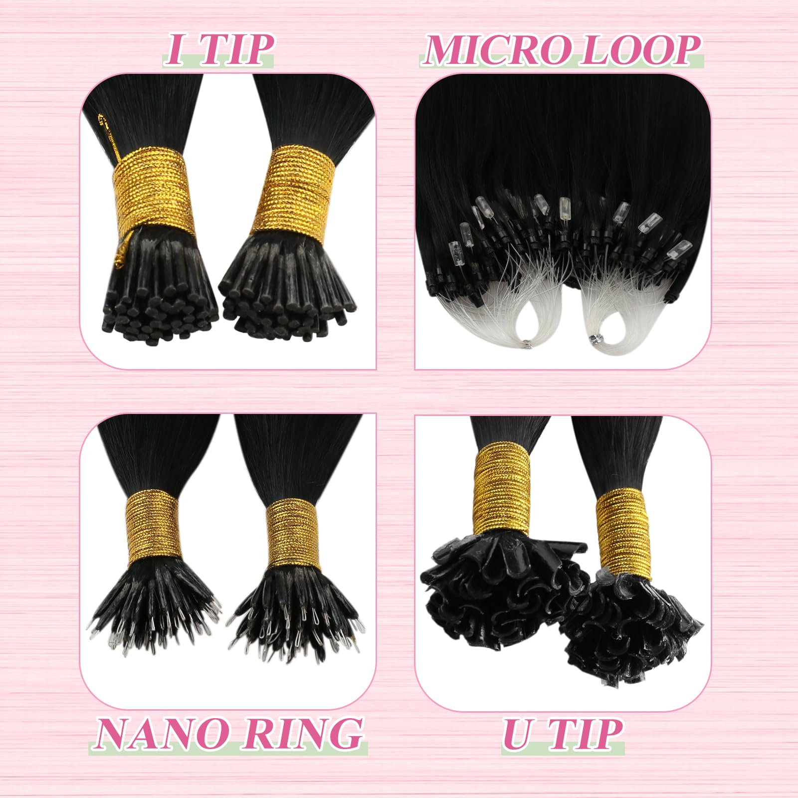 YoungSee Extensions Echthaar Bondings 50 cm Bonding Extensions Echthaar Schwarz U Tip Hair Extensions 1g Remy Keratin Bondings Echthaar Glatt Bonding Haarverlängerung Bondings Echthaar 50g 1
