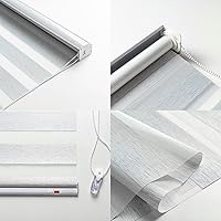Vista 21 de Zebra Roller Window Blinds,Custom Cut to Size,Roller Blinds Dual Layer Roller Shade Blinds, White,Fixed 72 InchesHigh,21 Inches Width