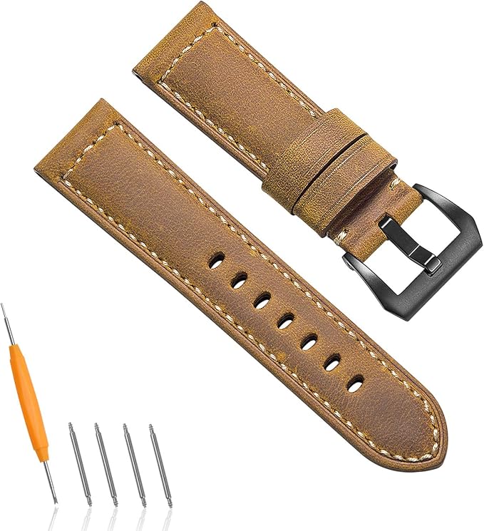 Cinturino per orologio in pelle 22mm 24mm 26mm Avohome Crazy Horse Cinturino  per orologio Cinturino per cinturino di ricambio per PANERAI LUMINOR 44  Uomo - Marrone : Amazon.it: Orologi