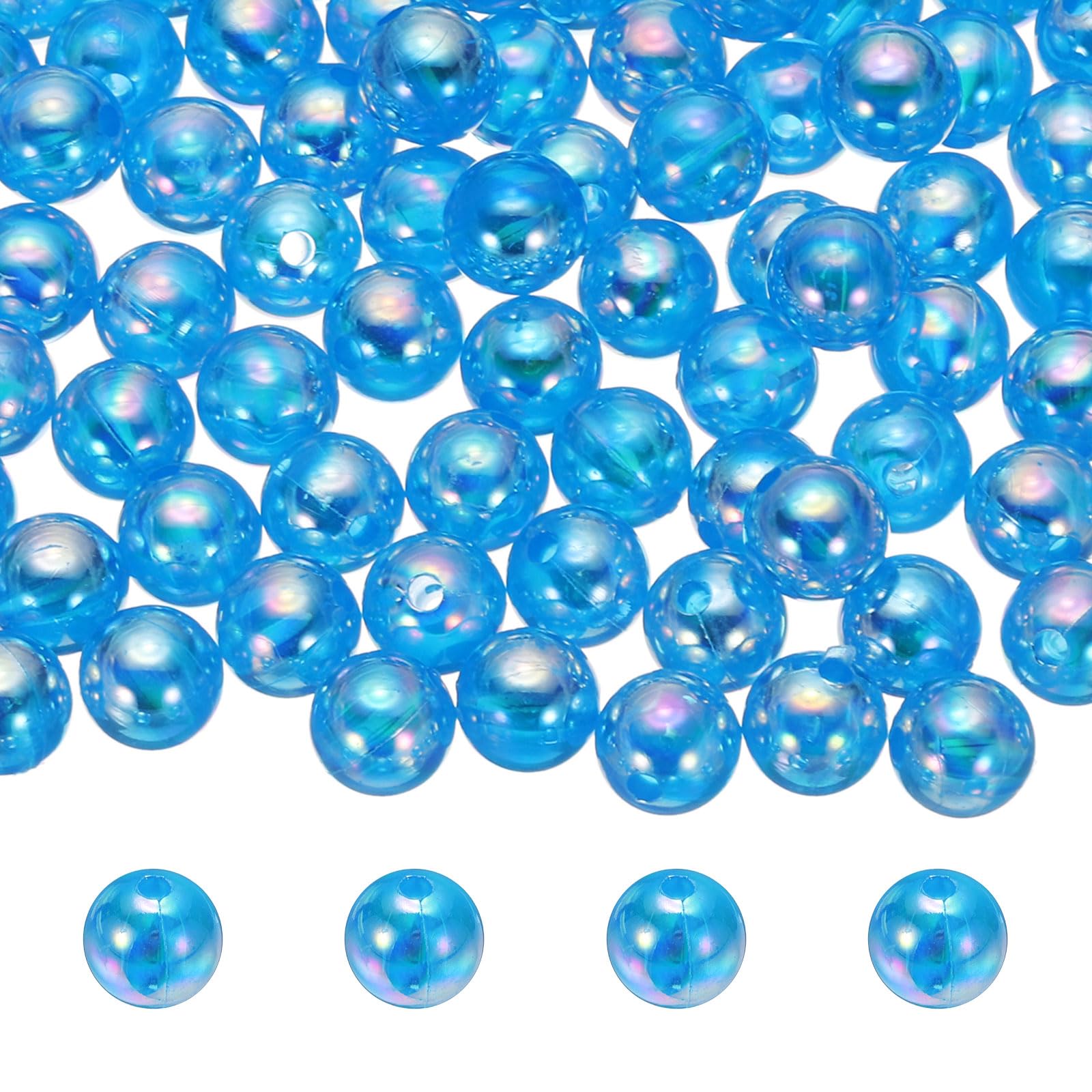 Perles rondes en acrylique bleu foncé transparent 10mm pour bijoux (Lot de 200)