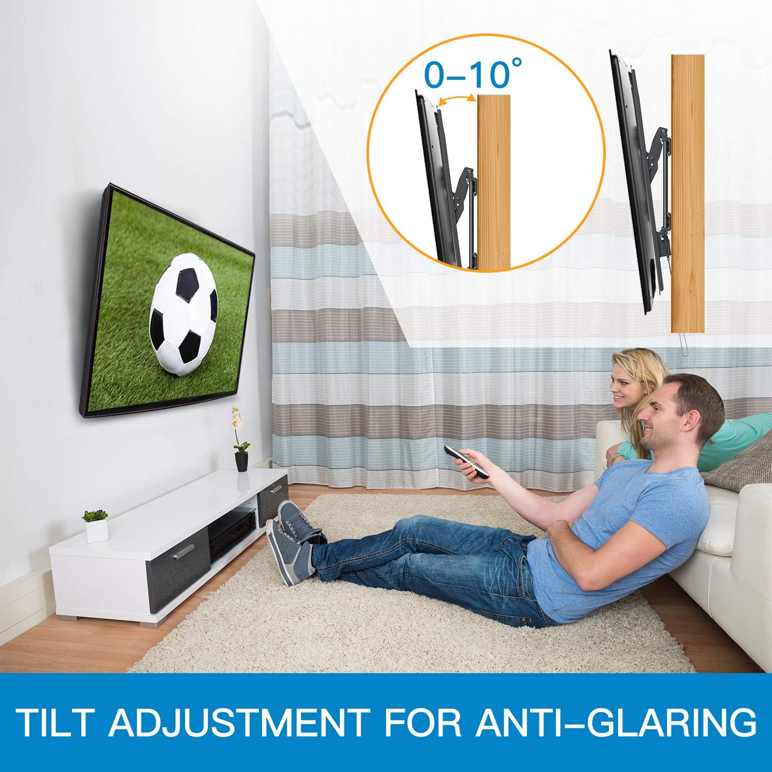 Discount 80% Tilting TV Wall Mount Bracket for Most 37-82 Inch LED, LCD, OLED, Plasma Flat Screen Low Profile Tilt TV Mount Fits for 16 18 24 Studs with VESA up to 600x400mm 132lbs by PERLESMITH