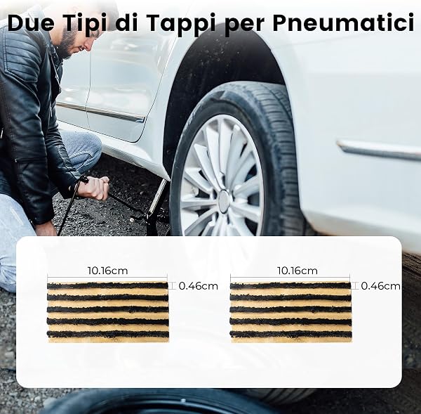 ETENWOLF Kit Riparazione Gomme Forati con Tappi 16 Pz, Kit di Riparazione Pneumatici Professionale per Auto, Moto, ATV, Camion, Trattore - 5