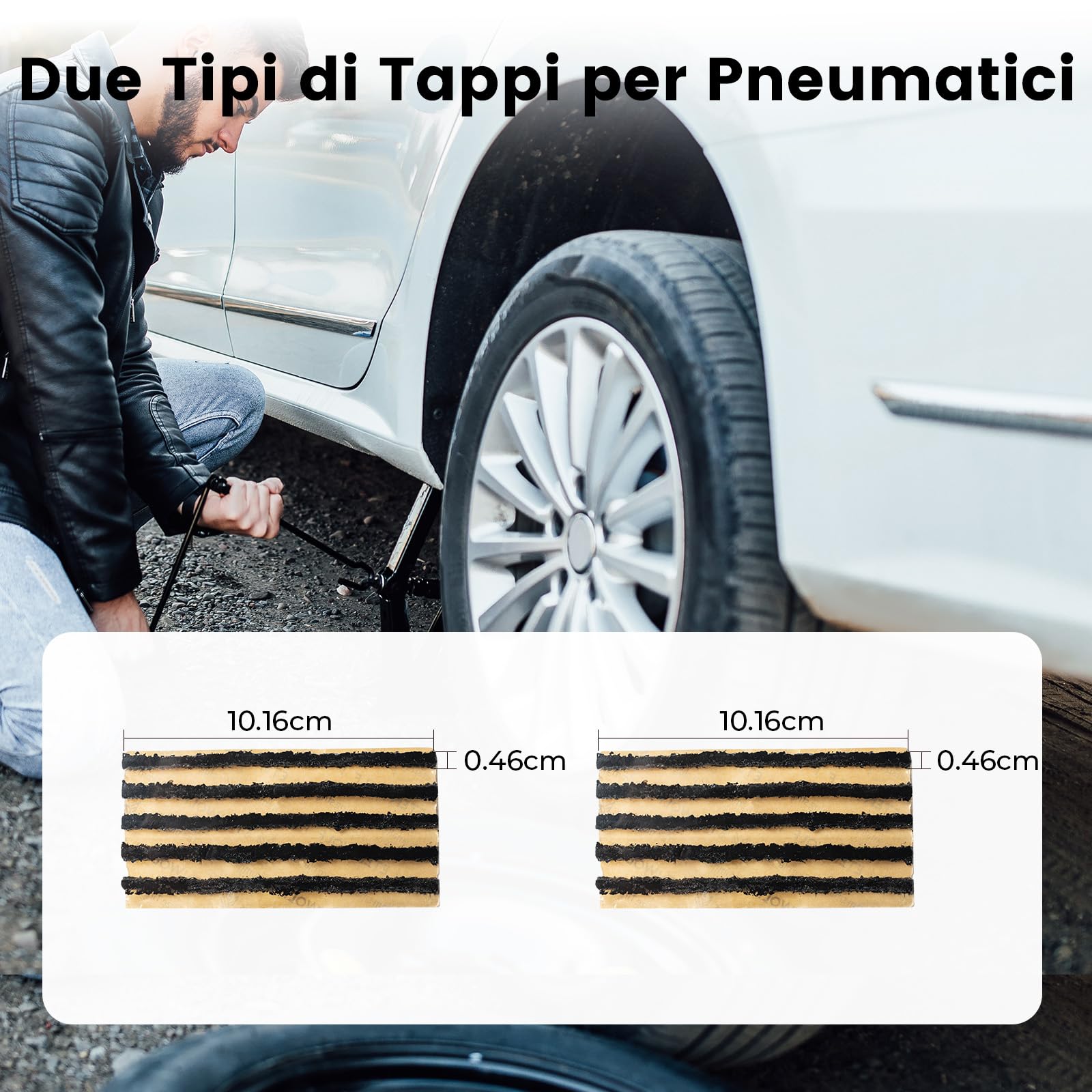 ETENWOLF 42 x Kit di Riparazione Pneumatici con Tappo in Gomma | Impugnatura a T migliorata, Portatile e Compatto, per Auto, Moto, ATV, SUV, Biciclette