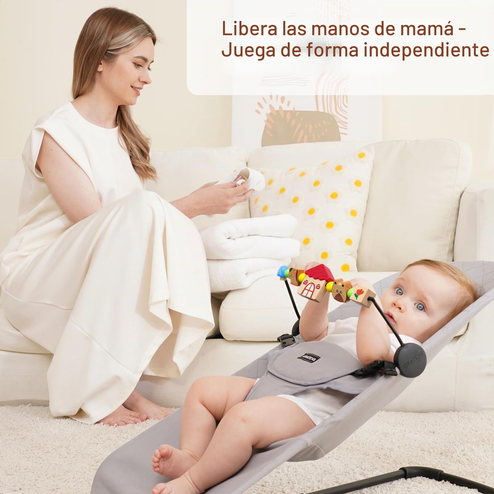 iGRATENS Baby Bjorn Bouncer, juguete gorila suave, fácil de poner, materiales seguros, diseño emocionante, para bebés curiosos, paraíso de mascotas