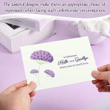 Geyoga 36 Set Pet Sympathy Card with Envelope Bulk, Melancholy Purple
