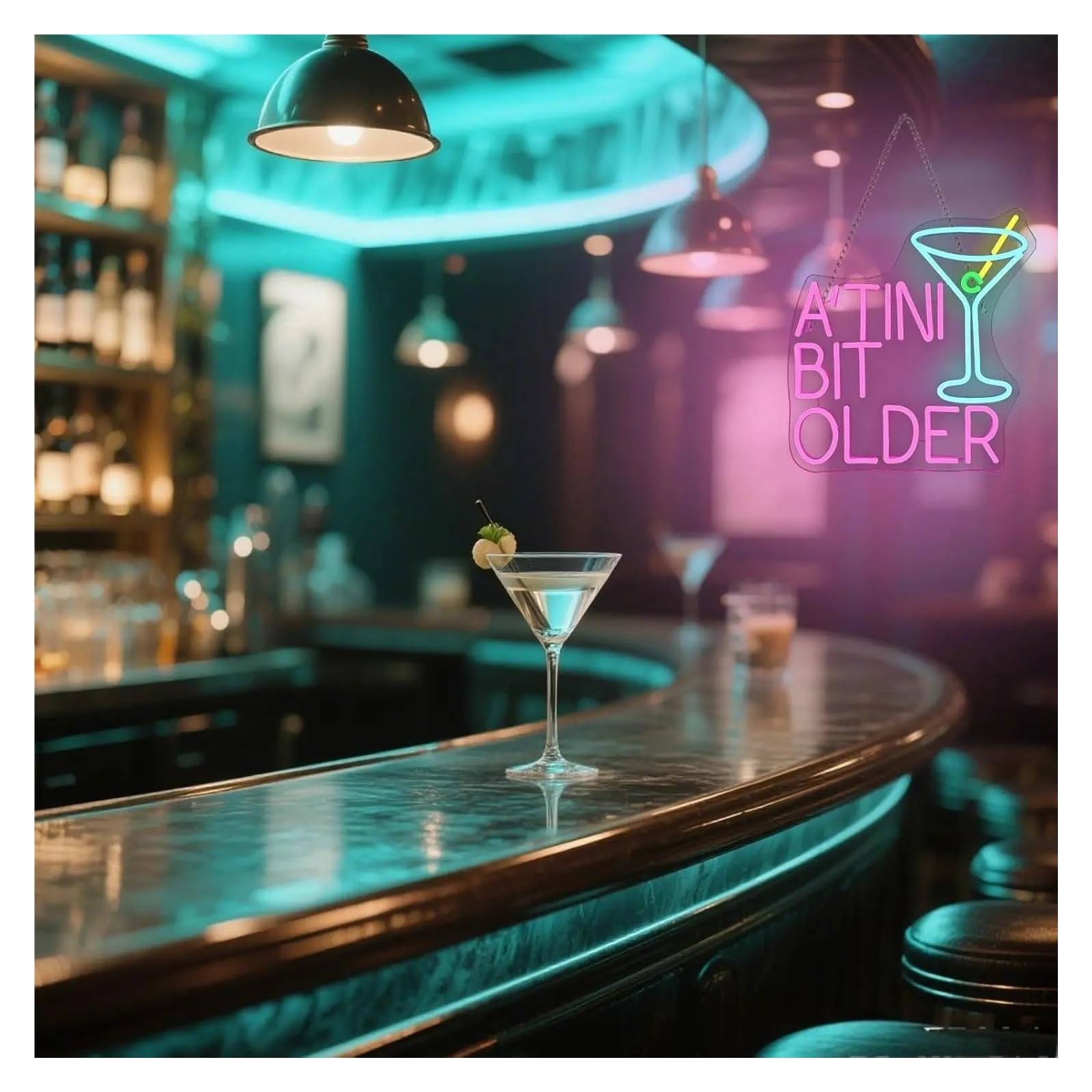 Wiszące neony artystyczne Neon"A'TINI BIT OLDER"USB Koktajl LED Light Do Pubu Martini Bar Bistro Dekoracja Pokoju Gier 35X32.2cm