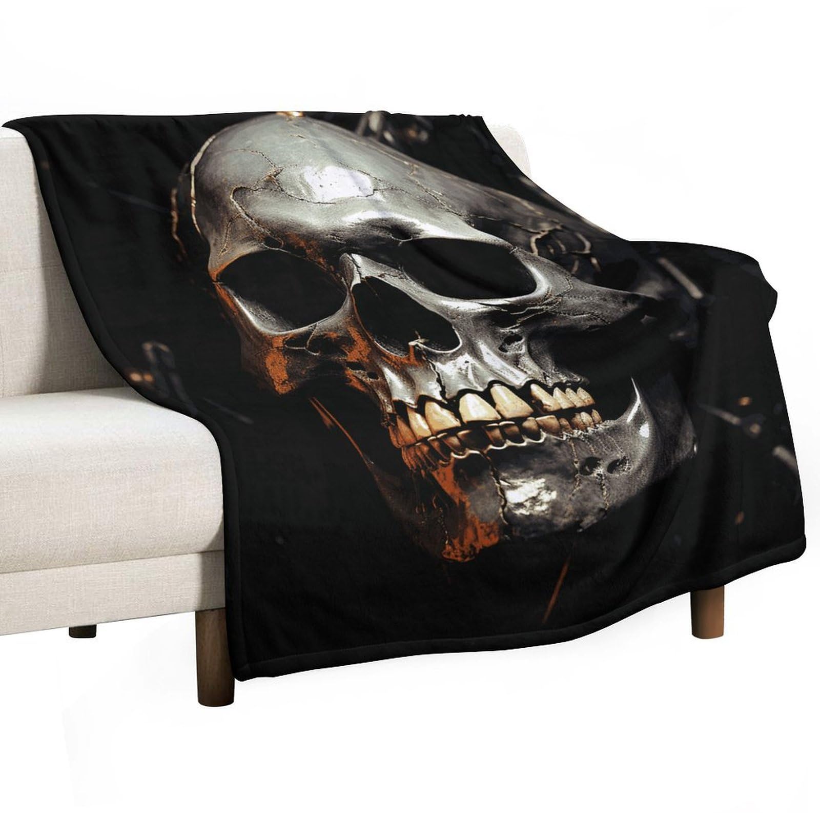 Couverture flanelle tête de mort chaude et légère pour lit et canapé