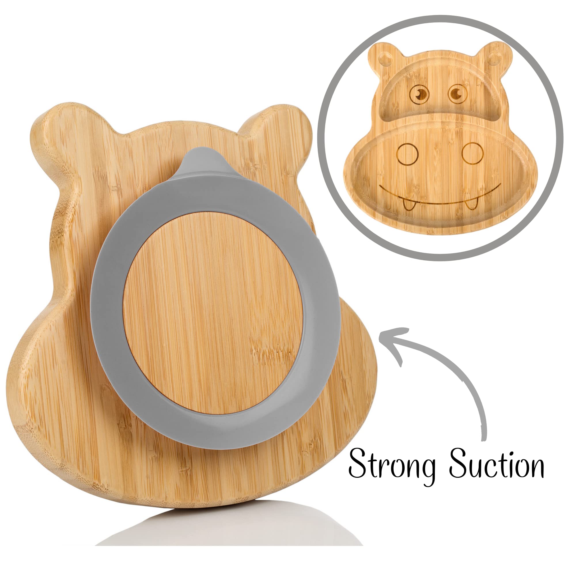 HappyDoo Babyserviesset, 9 stuks, bamboe borden voor baby's, babyserviesset met zuignap, babyservies, BPA-vrij, fruitzuiger babycadeau, babyserviesset, in geschenkdoos