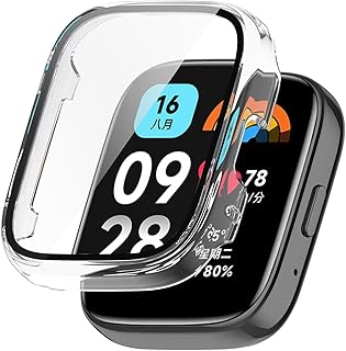 Dl3 Mobilak Case with Screen Protector for Xiaomi Redmi Watch 3 Active/Redmi Watch 3 Lite, Bumper Full Coverage Hard PC Overall Protective Cover, Built-in Tempered Glass High Sensitivity (Clear)