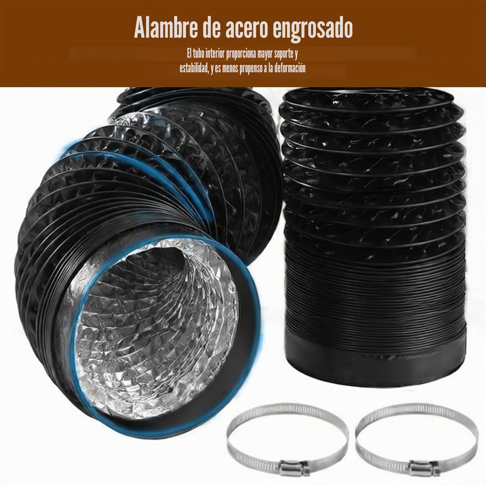 Tubo Aire Acondicionado Portatil, Flexible Manguera Ventilación 150 mm, 300 cm Manguera Escape Aluminio, PVC Conductos Ventilación para Extractores, Climatizadores, Secadoras, Campanas, Negro
