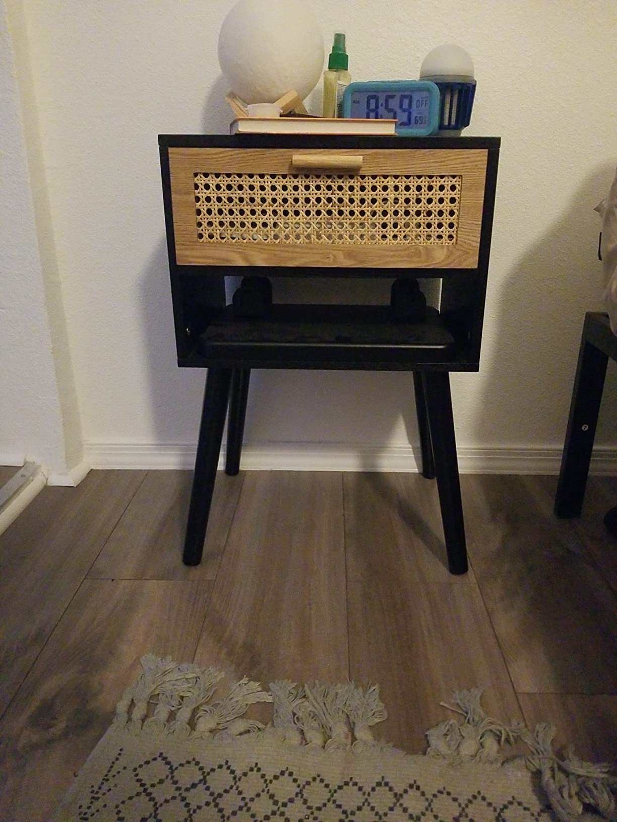 15/mo Finance MaxSmeo Modern Nightstand Rattan Side Table with