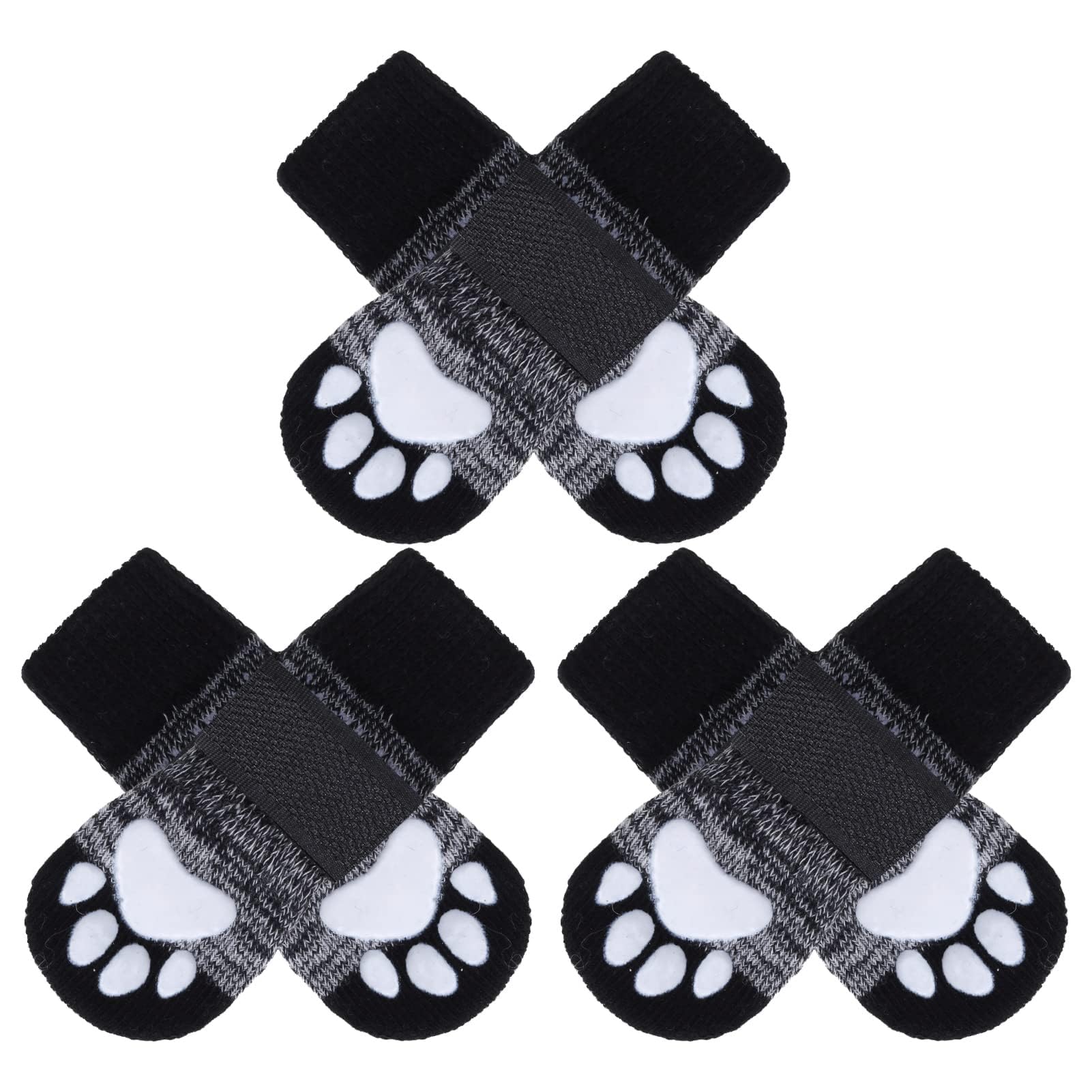 EXPAWLORER 3 Pairs Anti-slip Dog Socks Paws Stop Licking, Dog Paw Protector with Grips Double-sided Strong Traction, Adjustable Dog Boots Shoes for Senior Dogs Hard Floor Indoor Outdoor Walking, XXS
