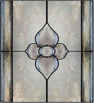 Window Film Stained Glass Window Film Retro Vintage Frosted Static Cling Art Colored Glass Films Door Sticker17,35cmX45cm