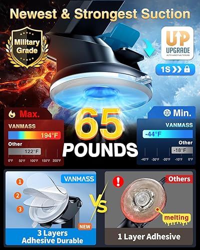 Miniatura 3 de VANMASS Soporte para teléfono de coche mejorado 2024 succión más fuerte y grado militar Soporte universal para teléfono celular para camión,