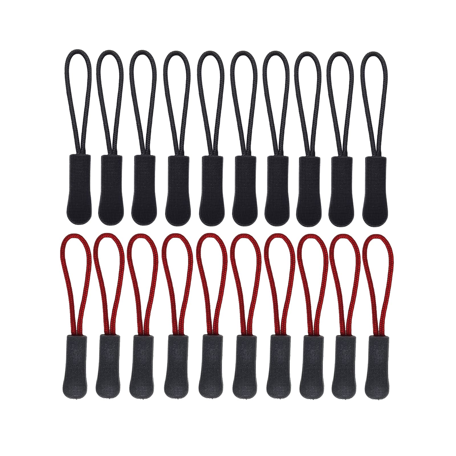 Guagua Red And Black-20Pcs 20 Pack Zip Tags Cord Pulls - Replacement For Backpacks, Bags, Luggage, Suitcases, Jackets - Black And Red