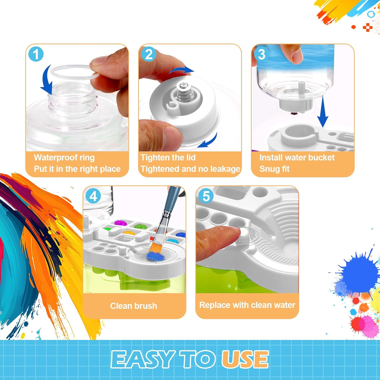 Paint Brush Cleaner, Upgraded Water Cycle Watercolor Rinser Dispenser with Holder and Palette, Washing My Brushes, Cleaning System for Acrylic,Watercolor,Painting Art Supplies for Adults Students