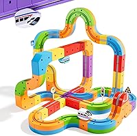 KlickRail Electric Train Set by CalfQueen: 88-Pc Flexible Race Track with Gravity-Defying Motorized Car for Kids 3-8, STEM Building Toy