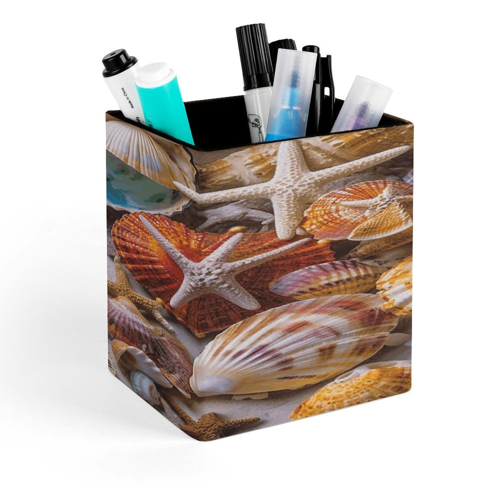 LZQPOEAS Sea Shell Treasures Pen Holder Modern Design Desktop Stationery Organizer Simple&Modern Minimalist Makeup Organizer Multi-Functional Pencil Holder for Office Home