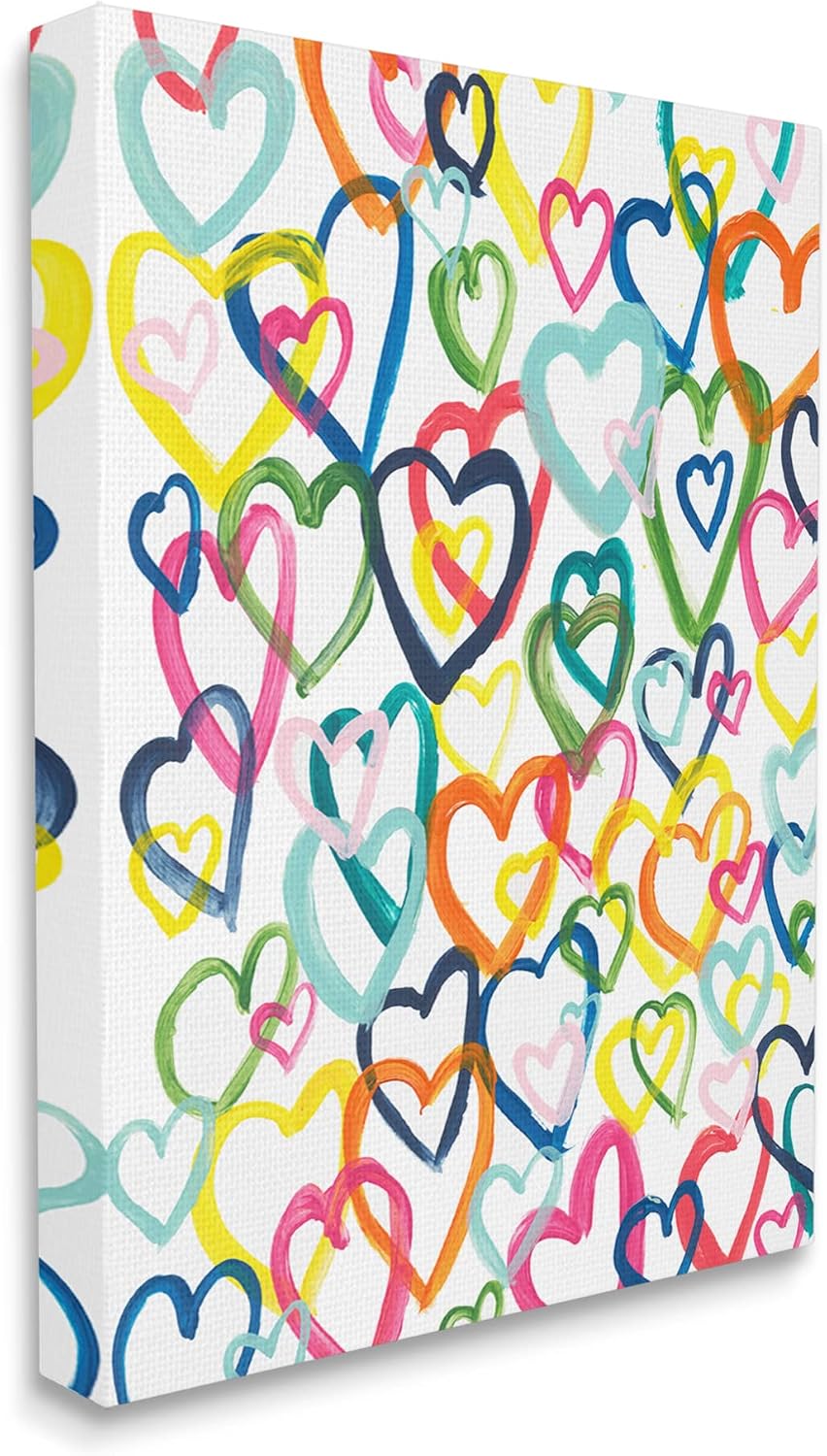 Stupell Industries Vivid Bold Hearts Pattern Abstract,Design by Bronwyn Baker