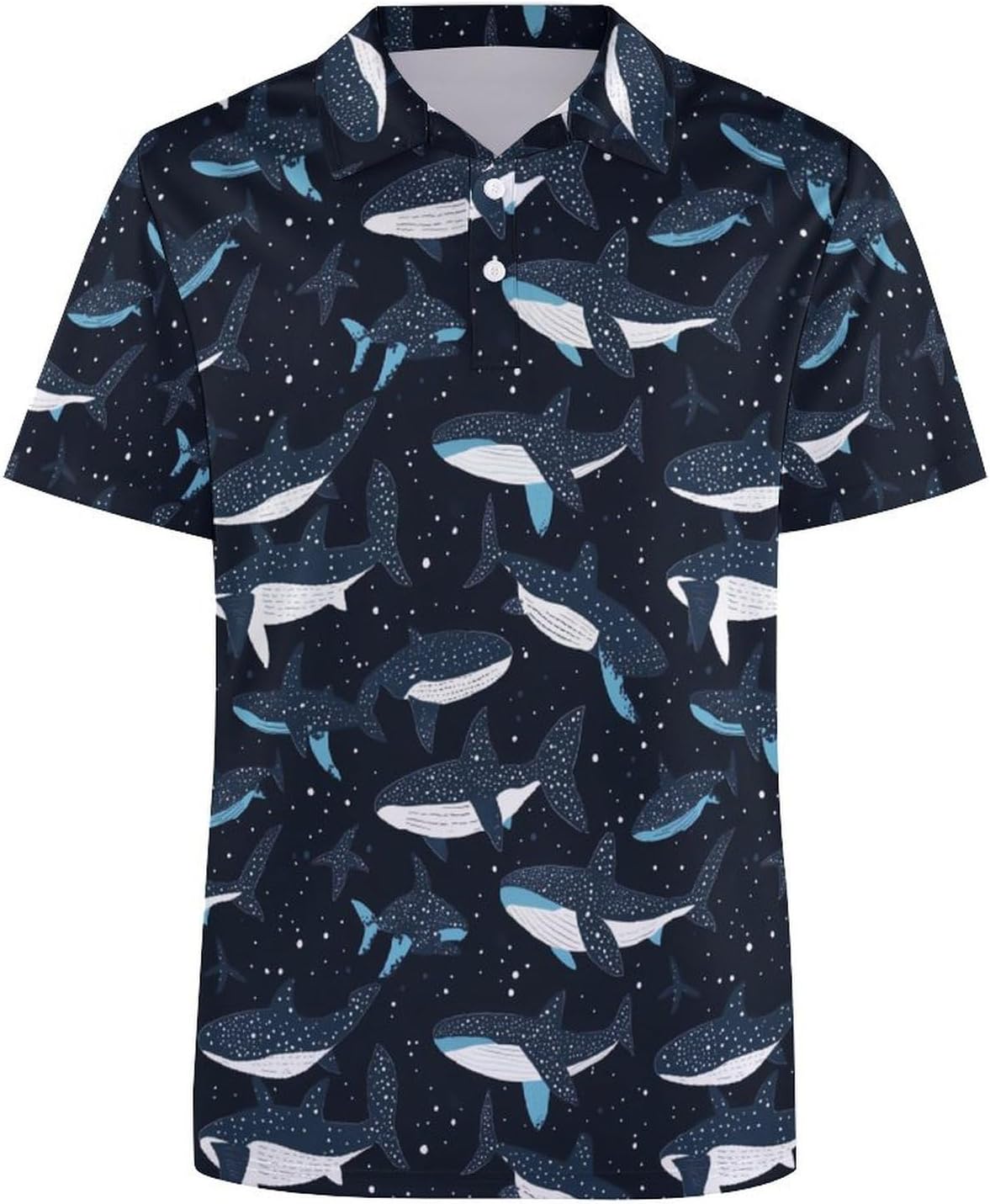 Whale Shark Pattern Women's Golf Polo Shirts Short Sleeve Quick Dry Tennis Tops Casual Work Blouses