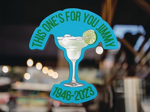 Calcomanía de This One's for You Jimmy de 6.4 x 5.9 pulgadas, RIP Buffett, laminada, resistente a la intemperie, para uso en interiores o