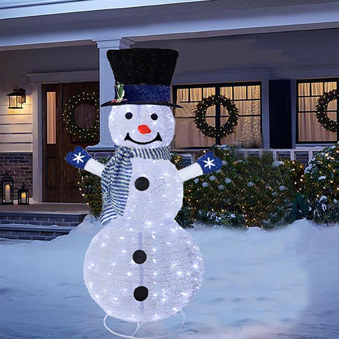Feeric Lights Père Noël Et Bonhomme De Neige Lumineux Extérieur - 60 LED, H58cm Avec Transformateur