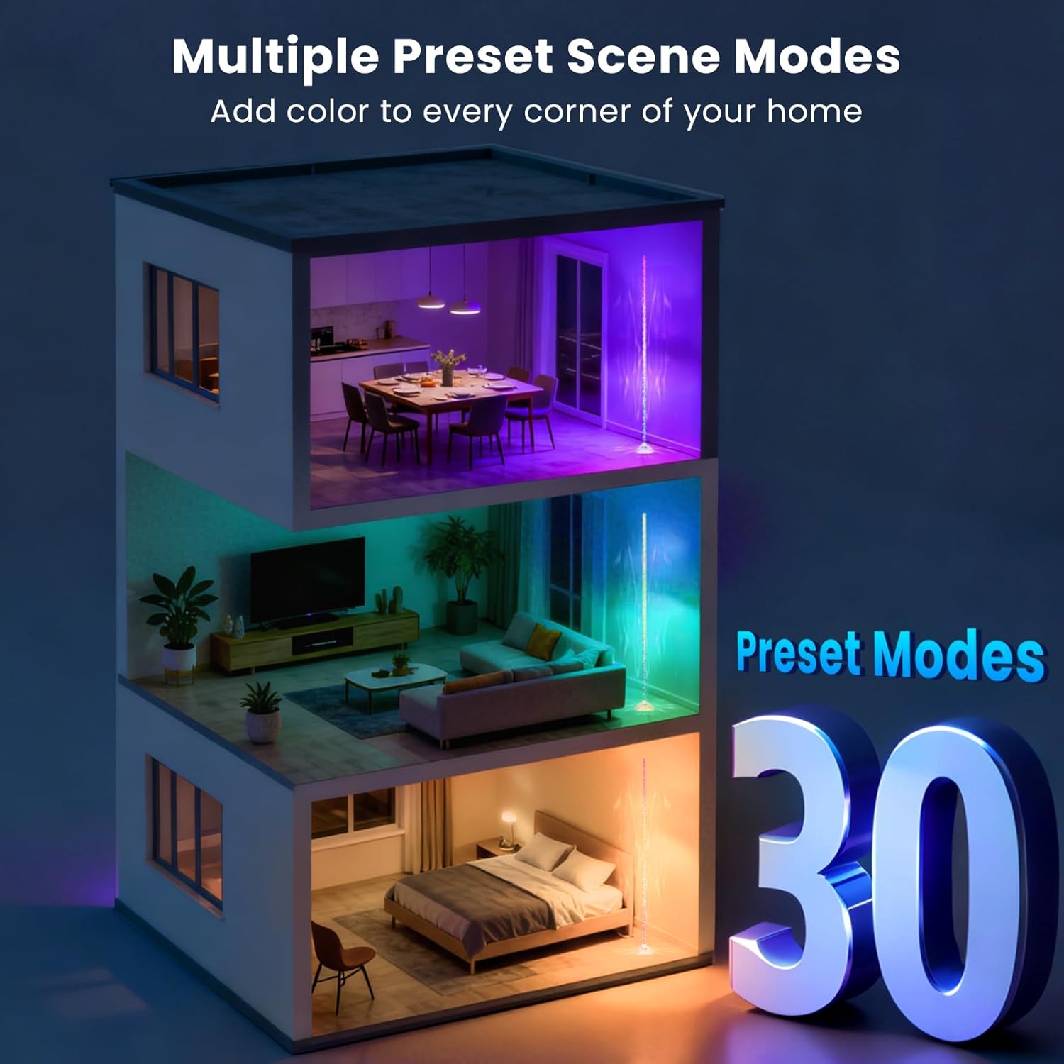 TJOY Crystal Floor Lamp with Magic Color, Smart Floor Lamp with APP&Remote Control, RGB LED Corner Light, Dynamic Light Effect, 200 Lumens for Mood Lighting(Installation Requires Skill and Patience)