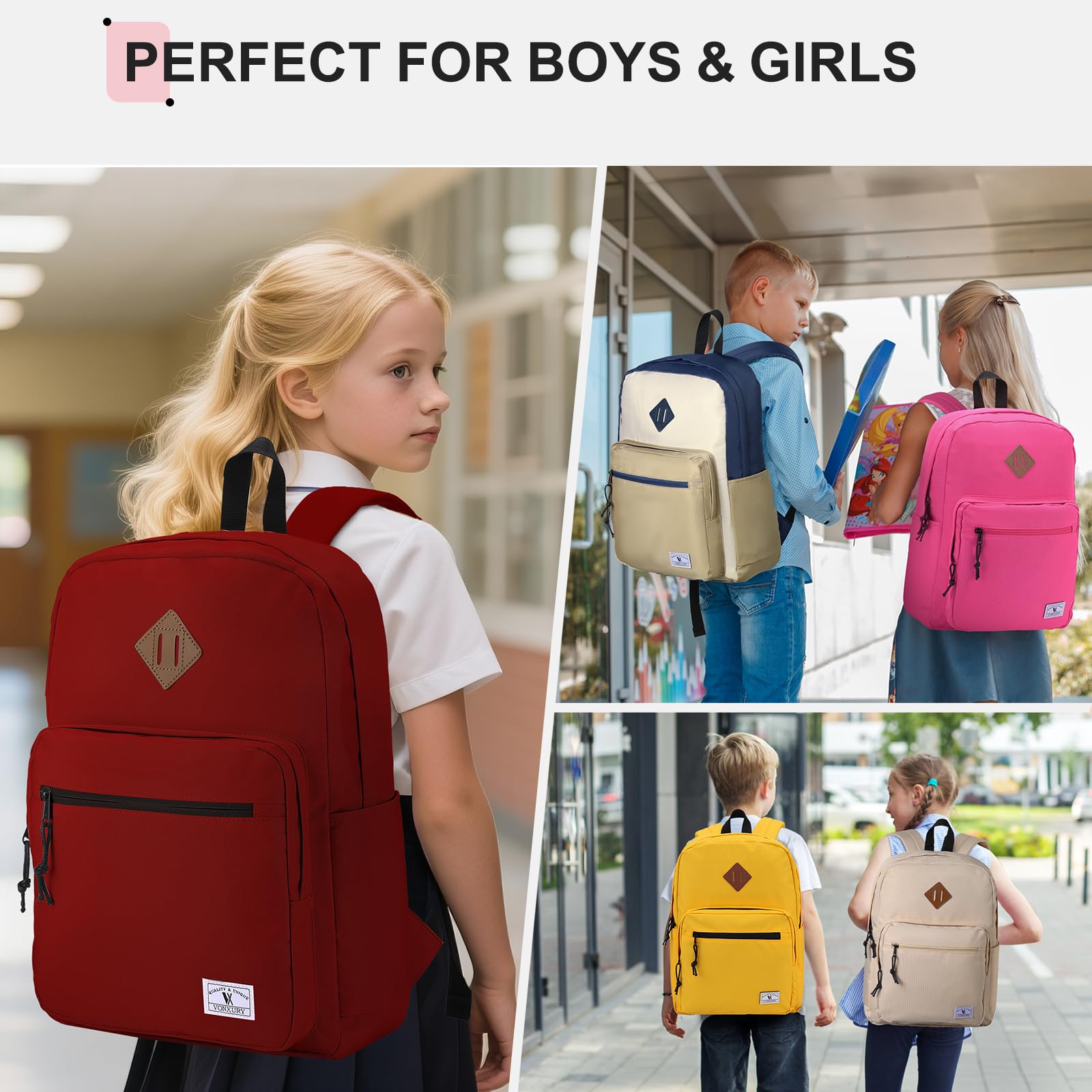 VX VONXURY Zaino Scuola, Leggero Zaino Donna Zainetto per Bambini Ragazzo Ragazza Piccola Resistente All'acqua Casual Zaino da Viaggio Media per Università Lavoro