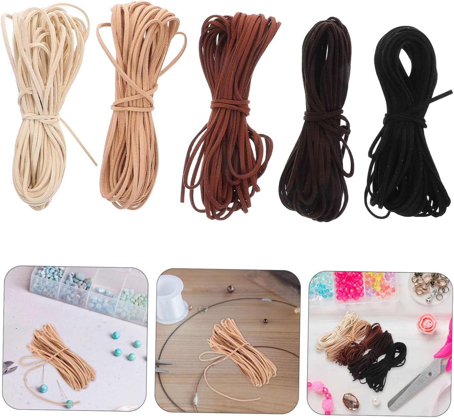5pcs Faux Leather Necklace Cords Soft String for DIY Jewelry Making Craft Rope for Bracelets and Necklaces Versatile Accessories for Beading Projects