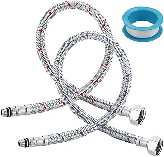 2 Piezas Latiguillos De FontaneríA Trenzada De Acero Inoxidable Flexible,Manguera Grifo Cocina,Mangueras Trenzadas De Acero Inoxidable,Manguera De ConexióN Flexible para Grifos Mezcladores,Cocina