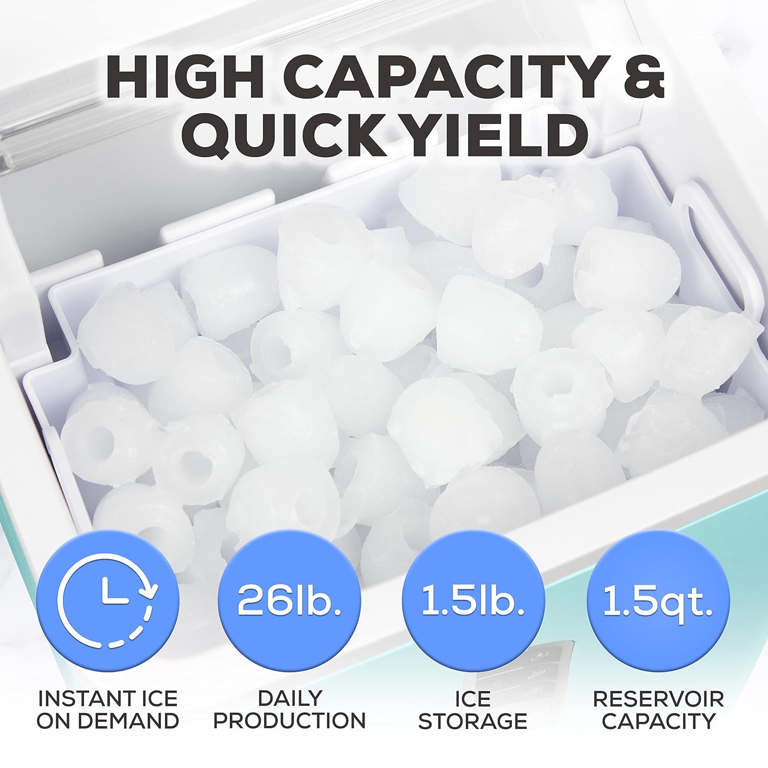 Igloo Automatic Ice Maker, Self- Cleaning, Countertop Size, 26 Pounds in 24 Hours, 9 Large or Small Ice Cubes in 7 Minutes, LED Control Panel, Scoop Included, Perfect for Water Bottles, Mixed Drinks