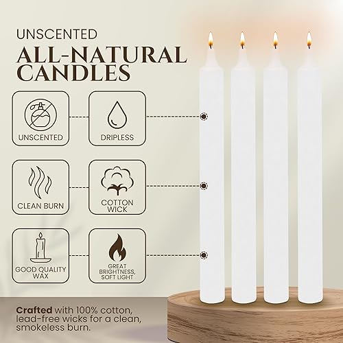 Miniatura 65 de Axiom Candles Velas altas sin goteo de 10 pulgadas sin perfume y sin humo, 9 horas de tiempo de combustión, velas cónicas para el hogar, cenas