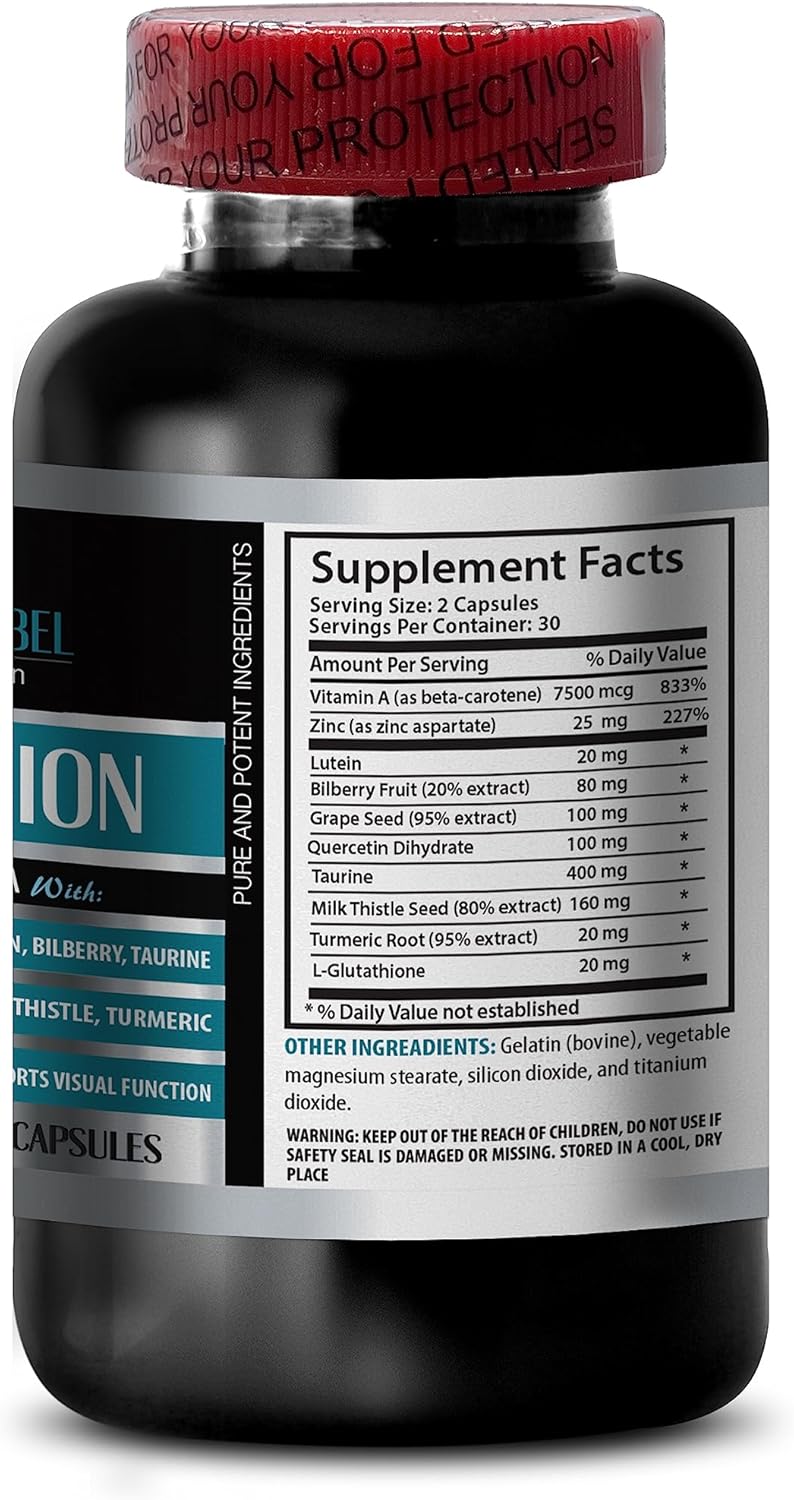grape seed extract organic - ADVANCED VISION FORMULA - taurine amino acid, Improves Vision, Lutein And Zeaxanthin, organic eye supplements for adults over 50, milk thistle organic - 3 Bottles 180Caps