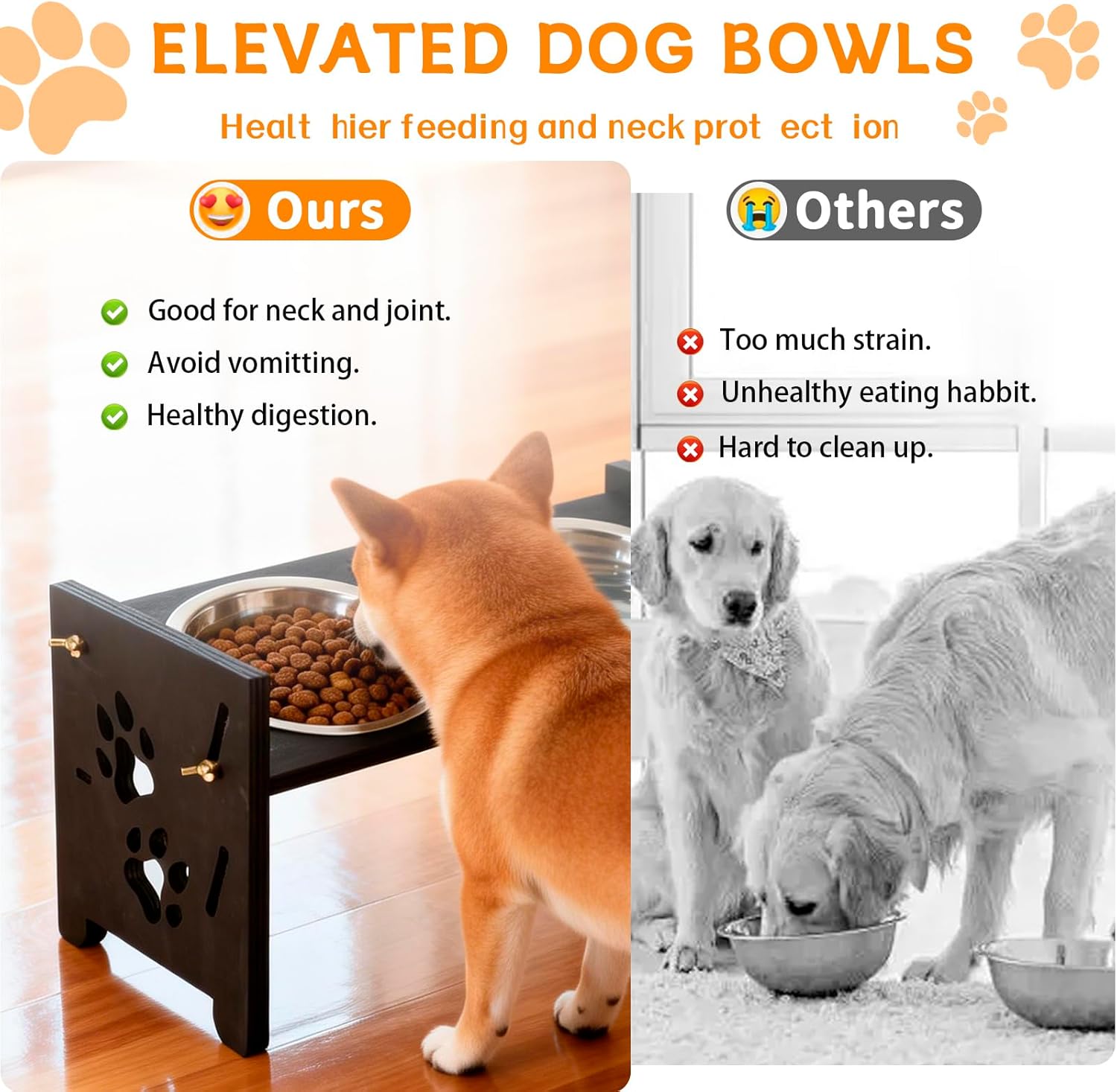 Raised Dog Bowl Stand,Elevated Dog Bowls,Cat Feeding Station Adjustable Pet Dish Food and Water Feeder for Medium Small Dogs and Cats Stainless Dishes Set Puppy Tilted Feeders