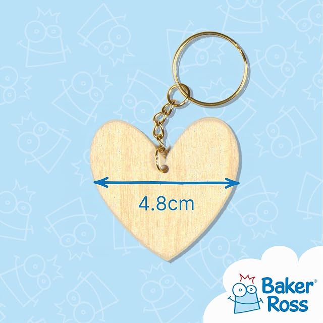 Foto 3 de 6 de Baker Ross Kit Llaveros de Madera Corazón (pack de 8) Para niños para pintar y decorar, multicolor