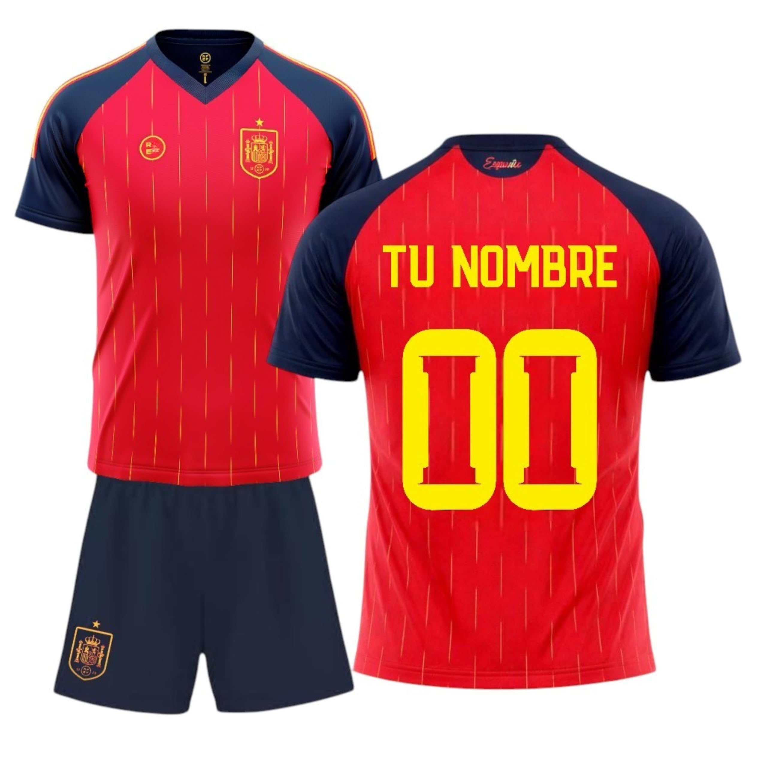 Seleccion Española Mundial 2026-2028 Personalizable Kit Niños Primera Equipacion Camiseta y Pantalon Rojo