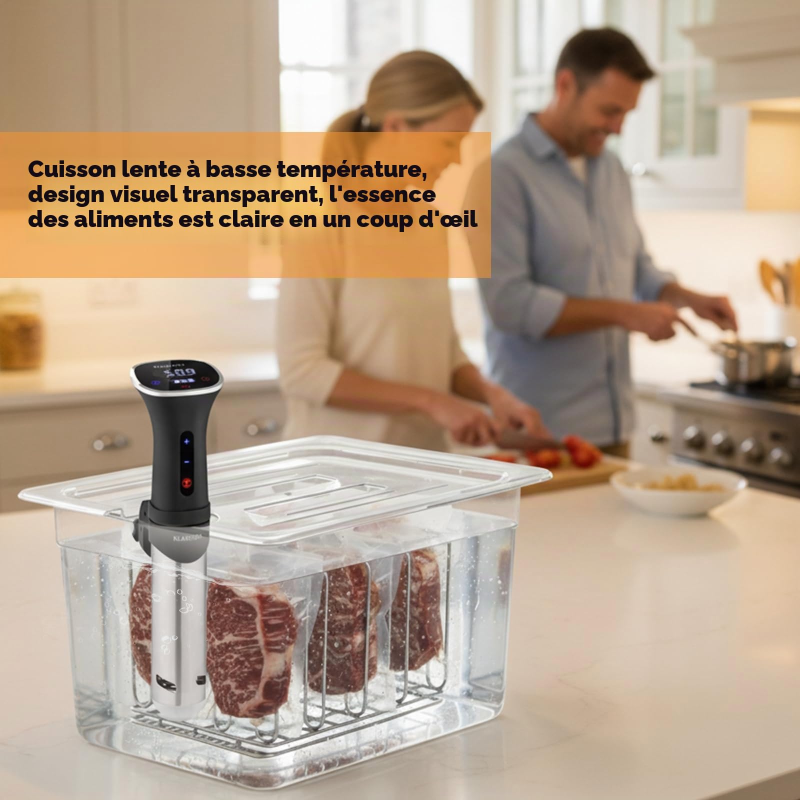 Conteneur Cuisson 11L sous Vide Basse Température avec Pour Cuiseur Sous Vide Récipient de cuisson sous vide avec couvercle et grille, Récipient Transparent Multifonction (sans BPA)