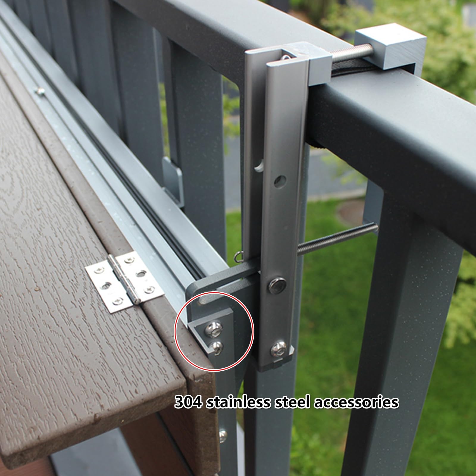Tavolo for ringhiera del balcone,tavolino da balcone,tavolino da balcone esterno,Tavolo da ringhiera regolabile for balcone sospeso,Adatto a ringhiere larghe da 1 a 22 cm(L100*w37cm/L39.4*W14.6IN)