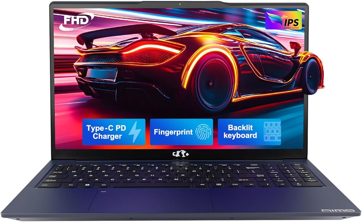 NIMO 15.6" IPS FHD-Gaming-Laptop, AMD Ryzen 5 6600H 6-Cores 660M GPU 32GB DDR5 RAM 1TB SSD(Beat i7-1165G7, Up to 4.5GHz) Computer with 100W GaN Type C Fingerprint Backlit Keyboard Win 11 : Electronics