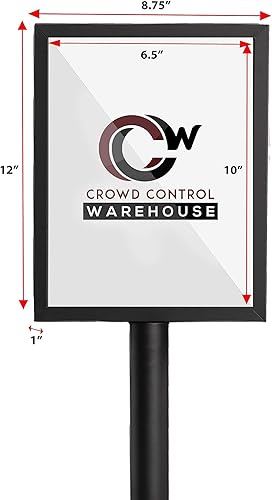 Miniatura 4 de Crowd Control Warehouse Marco de pedestal de pie con base inclinada, vertical de 8.5 x 11 pulgadas, acero recubierto de polvo negro