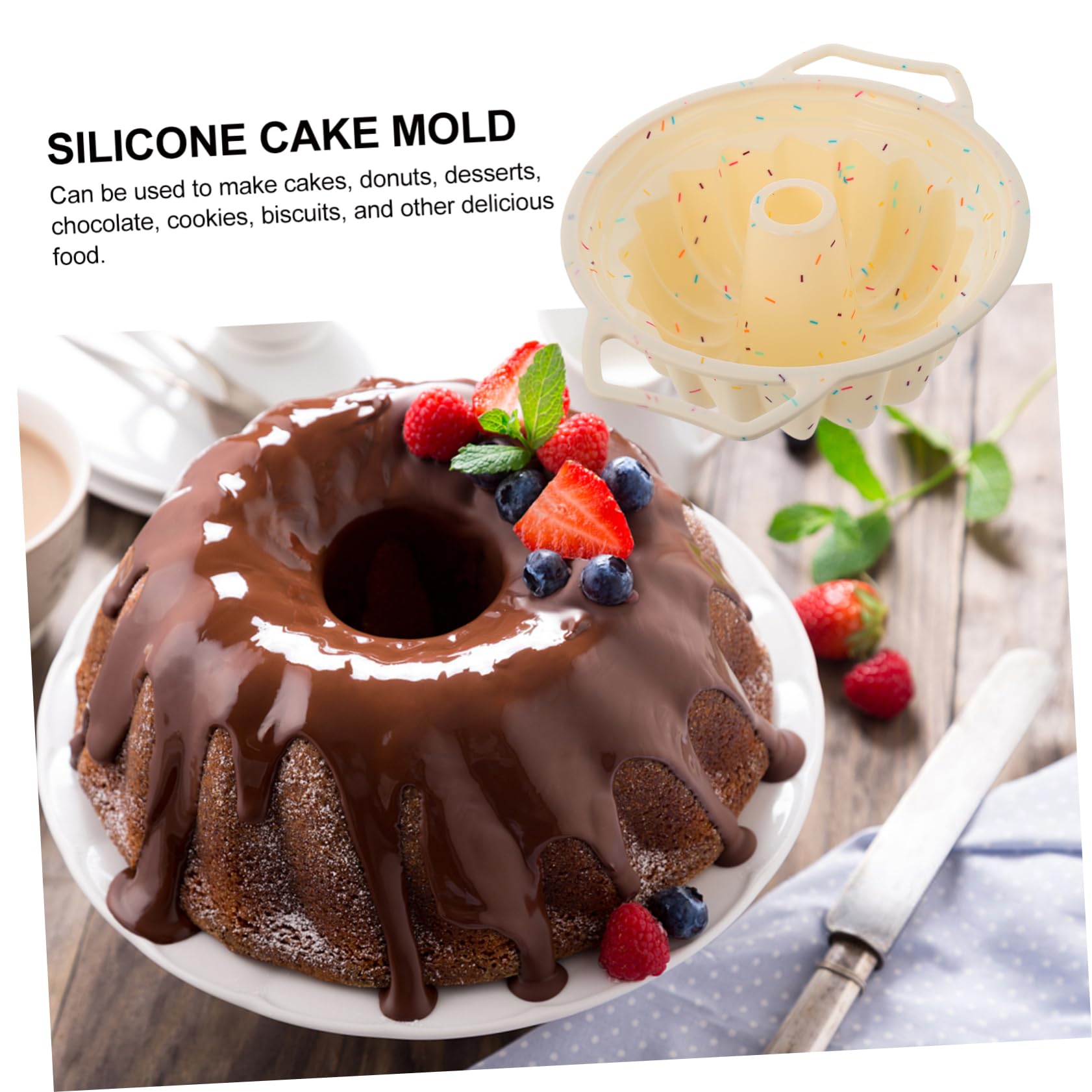 Stampo per Torta con Cornice Rinforzata in Silicone Design a Spirale Rotondo Antiaderente e Ecologico per Biscotti e Ciambelle, la Preparazione Casalinga e Professionale