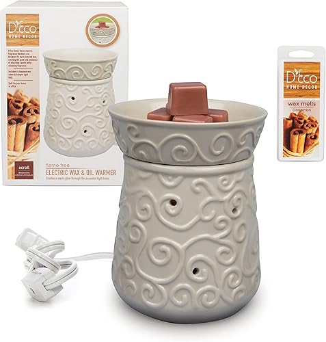 Deco - Calentador de velas eléctrico, calentador de cera, incluye 4 cubos de cera