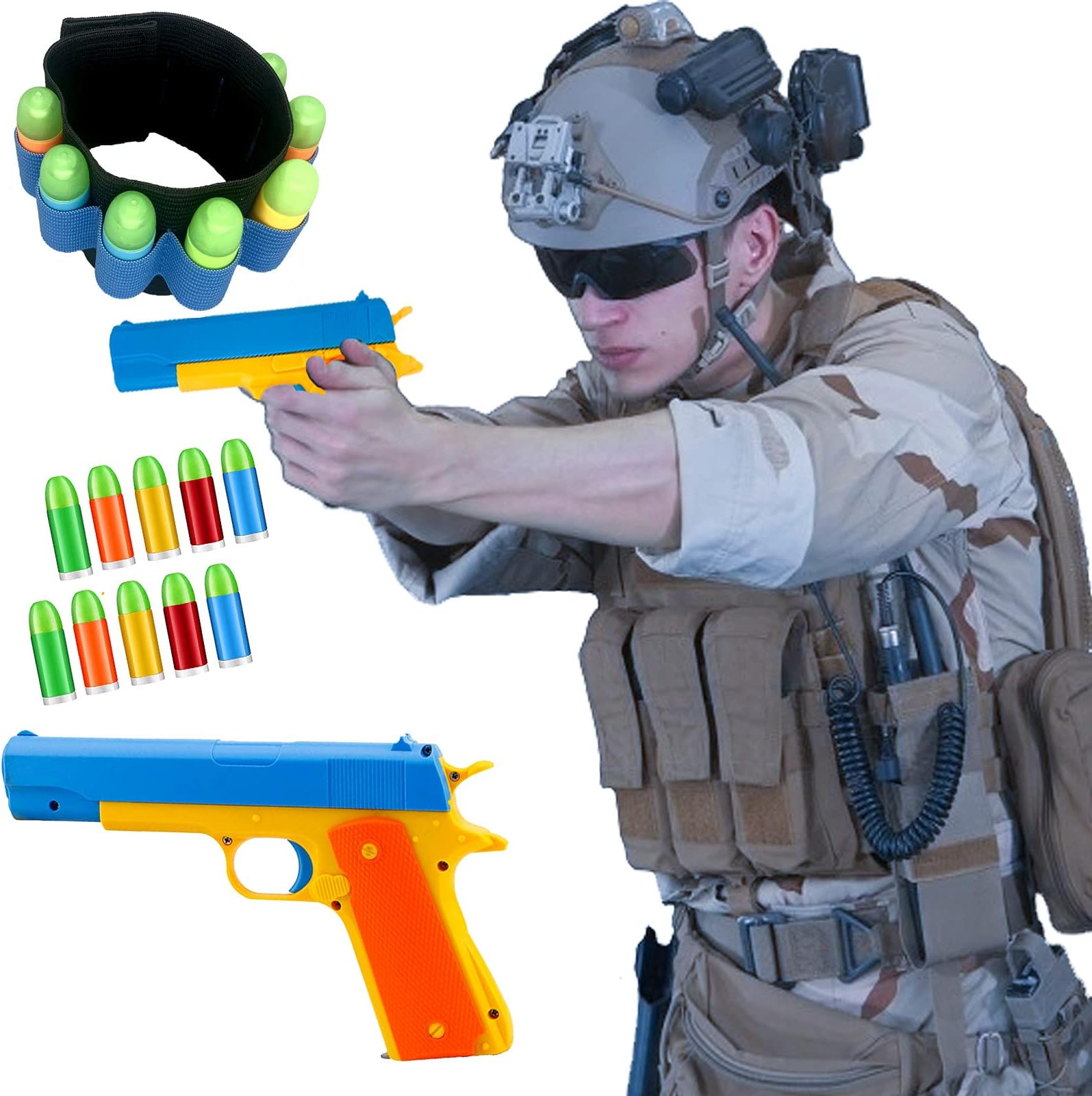 Colt 1911 Toy Gun with Magazine and Colorful Soft Bullets with Holster-Style of M1911 with Slide Action Barrel for Training or Play - Unique Gift Intended for Fun, Not Distance or Accuracy