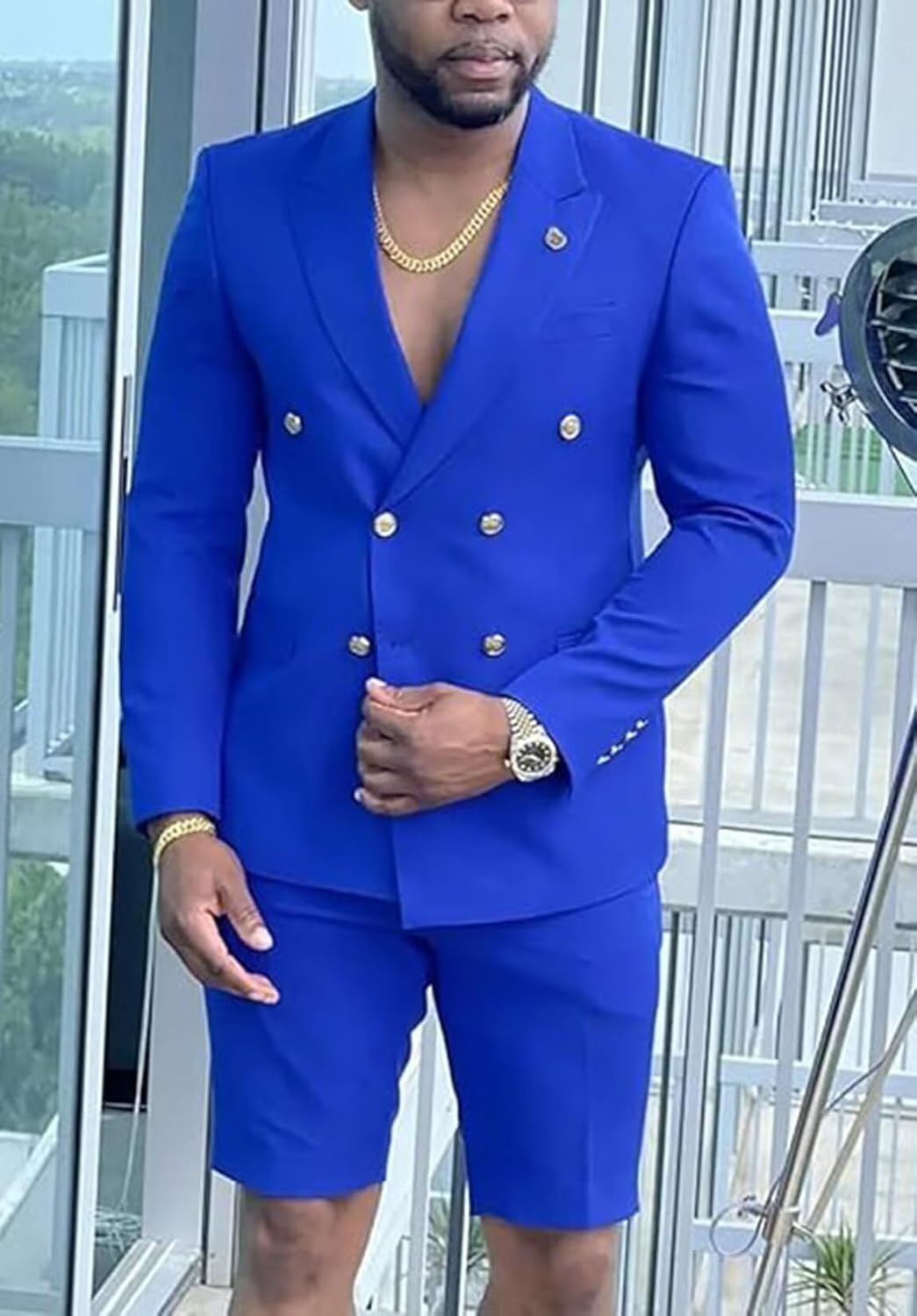 Shorts Suits for Men 2 Piece Slim Fit Double Breasted Mens Shorts Suit Set Casual Prom Summer Beach Wedding Tuxedos - Image 3