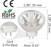 Vista 2 de Simba Lighting Bombillas halógenas MR11 de 10 vatios y 12 voltios (paquete de 2) de 2 pines 110 lm 30° de ángulo de haz para acento, luz de pista