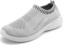 Tênis feminino de caminhada, antiderrapante, leve, respirável, malha para academia, Cinza, 41