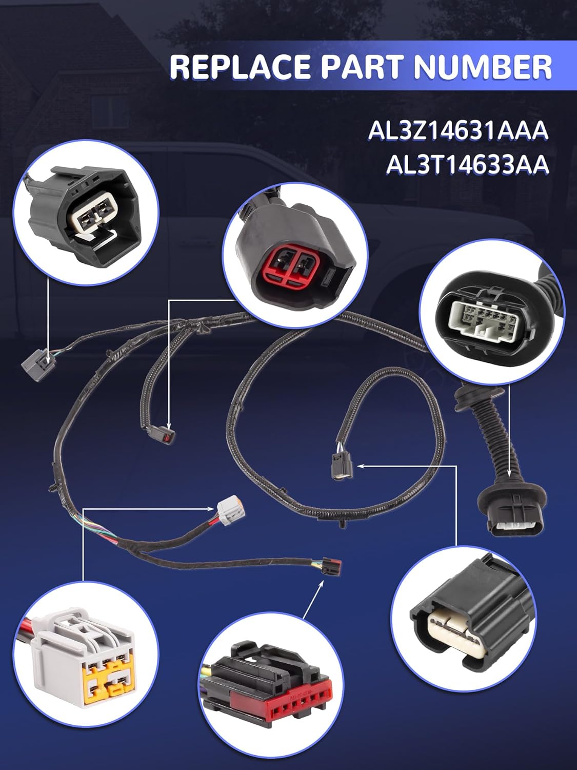 Left Rear Door Wiring Harness with Rear Heated Seats Compatible with F150 FX2 FX4 Lariat Platinum 2010-2014, SVT R-aptor 2011-2013,Limited 2013-2014 Crew Cab Replace AL3T14633AA AL3Z14631AAA