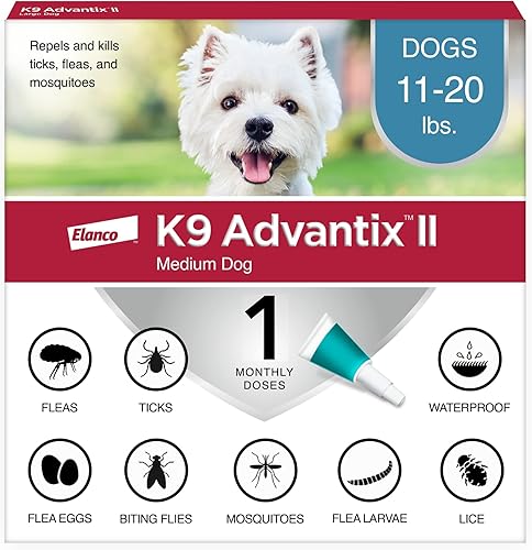 K9 Advantix II Tratamiento y prevención recomendado por veterinarios para pulgas, garrapatas y mosquitos para perros medianos | Perros 11-20 libras